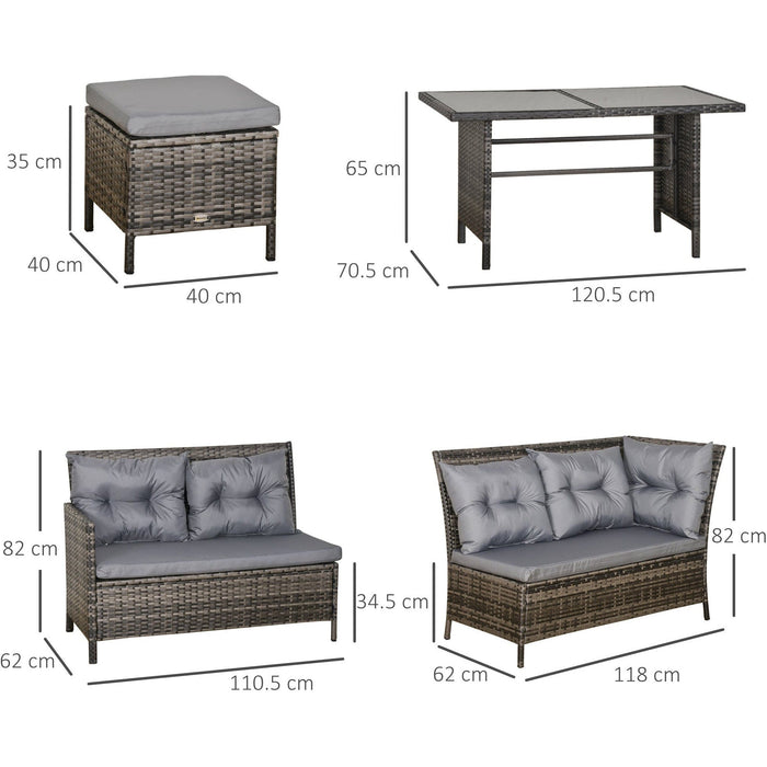 Outdoor Dining Set For 8, Corner Sofa With Footstools