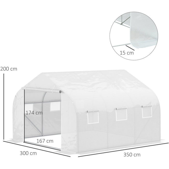 Walk in Greenhouse, Roll Up Door, 4.5x3x2m, White