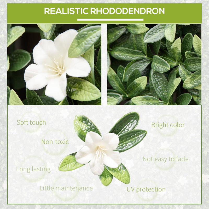 Rhododendron Artificial Boxwood Wall Panels, 12PCS, 20" Outsunny