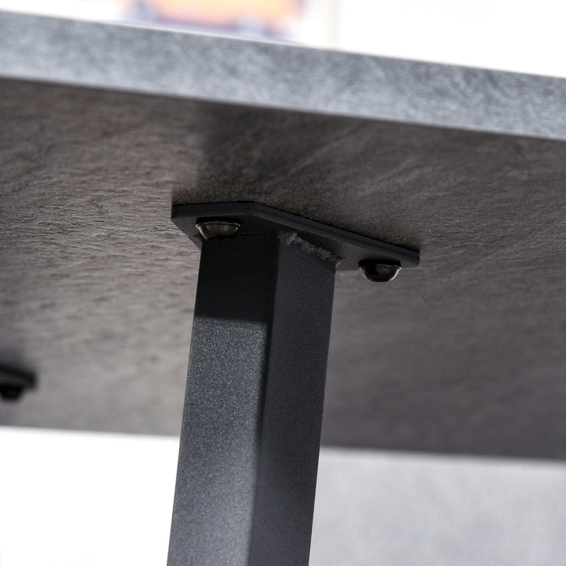 Dining Table, Metal Legs, Spacious Top, Dark Grey