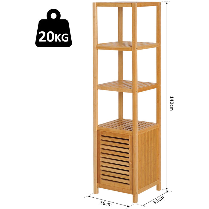 Tall Freestanding Bathroom Cabinet, 3 Shelves, 140cm
