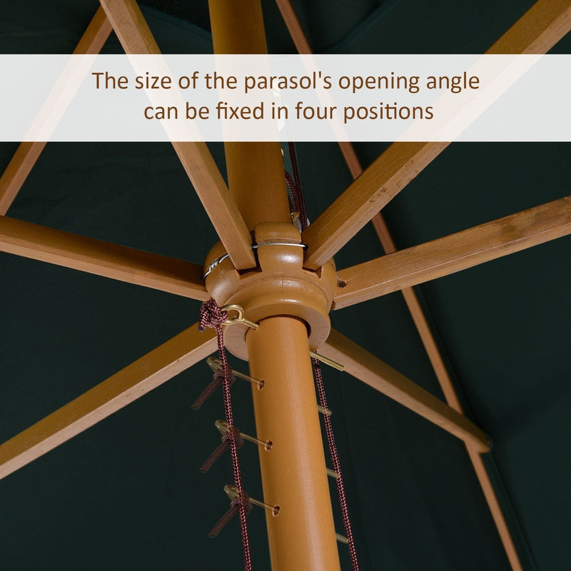 3x2m Large Wooden Patio Parasol