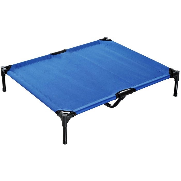 Elevated Camping Pet Bed, Metal Frame, Blue