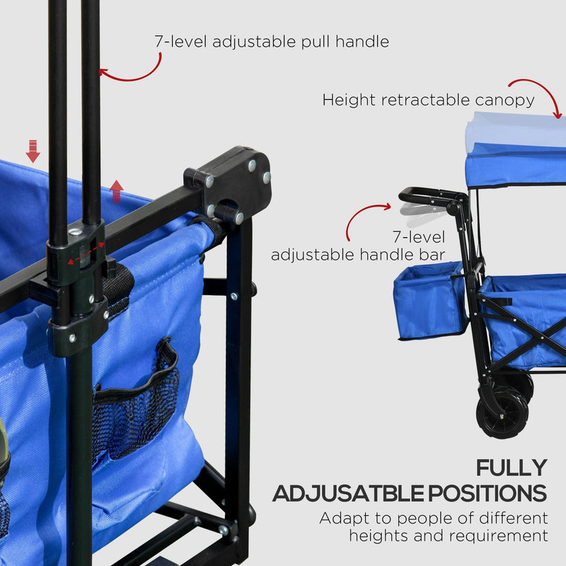 Folding Trolley Cart w/ Canopy, Blue