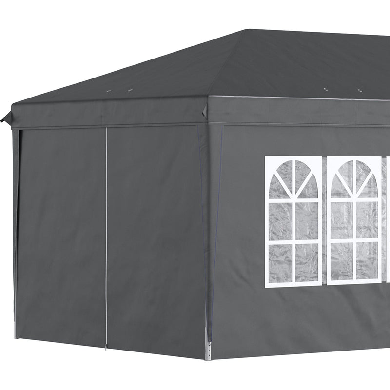 3m x 6m Pop Up Gazebo With Sides, Water & UV-Resistant, Black