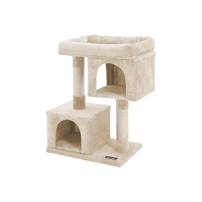 Feandrea Cat Tree With Bed On Top, Beige Songmics