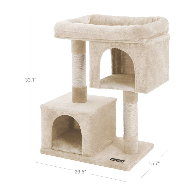 Feandrea Cat Tree With Bed On Top, Beige