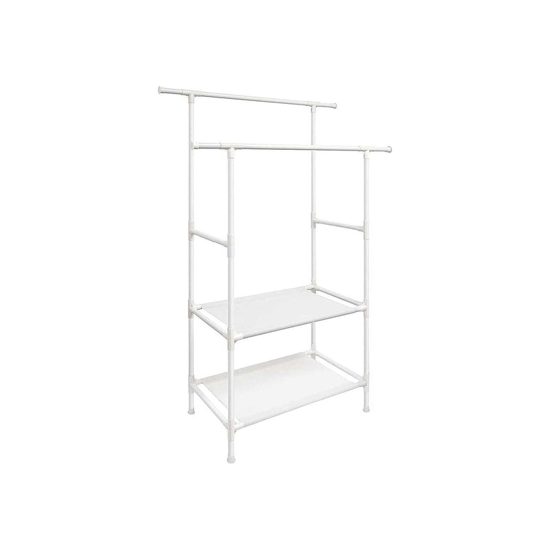 White Clothes Rail 2 Shelves Songmics