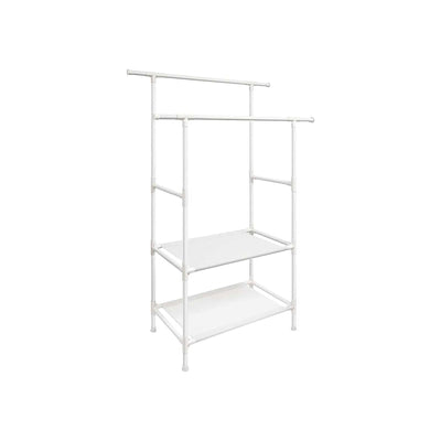 White Clothes Rail 2 Shelves Songmics
