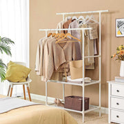 White Clothes Rail 2 Shelves Songmics
