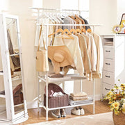 White Clothes Rail 2 Shelves Songmics