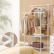 White Clothes Rail 2 Shelves Songmics
