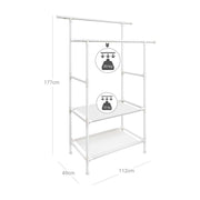White Clothes Rail 2 Shelves Songmics