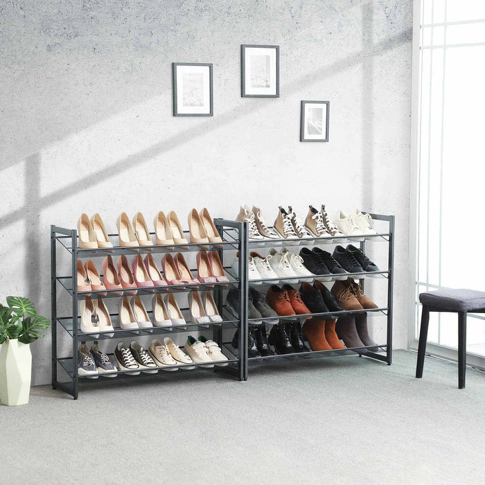 2 Stacking Shoe Racks, Grey