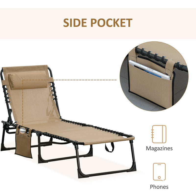Portable Sun Lounger For Beach, Garden, Pool Outsunny