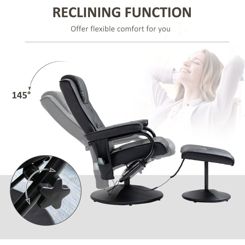 Black Manual Reclining Massage Sofa Chair & Ottoman Set