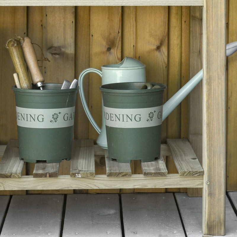Wooden Planter on Legs With Shelf