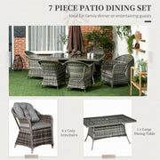 6 Seater Rattan Garden Dining Set - Grey Outsunny