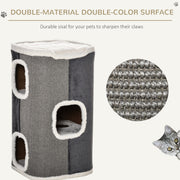 PawHut Cat Barrel Kitten Tree Tower Sisal Scratching Pet Furniture Climbing Frame Cozy Platform Soft Plush & Lamb Fleece Grey Pawhut