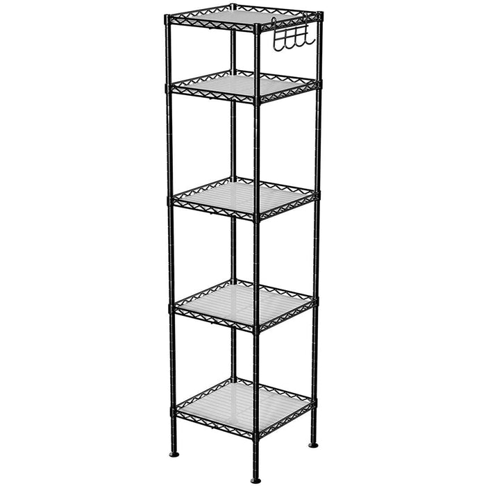 5 Tier Black Metal Storage Shelves 30x30x123cm