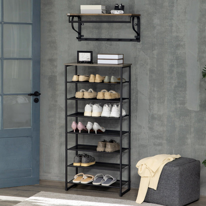 8-Tier Shoe Rack for 21-24 Pairs, Black & Grey