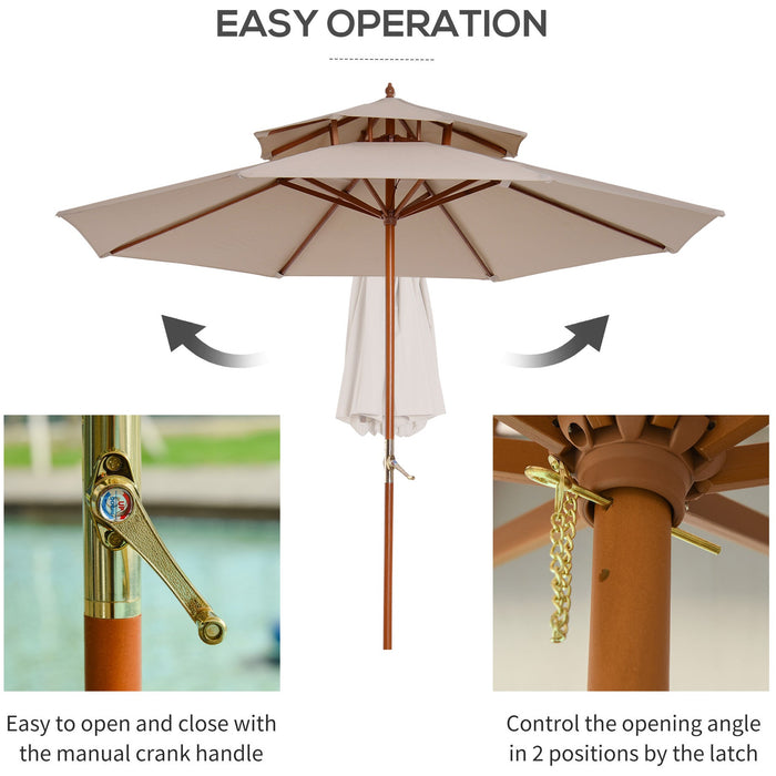 Large Outdoor Umbrella, 2.7m, 2 Tier