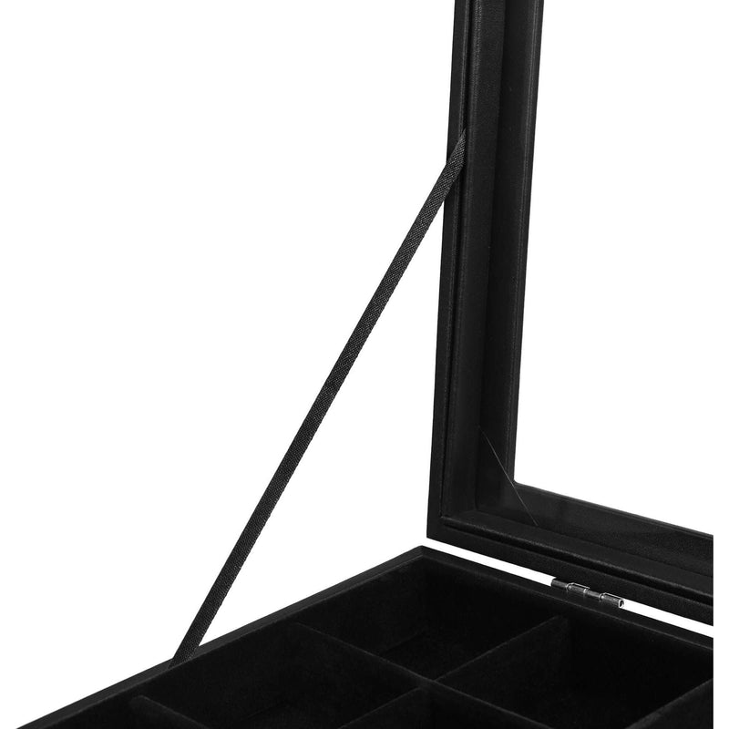 Black Leather Jewelry Box With Glass Top 24 Grid Songmics