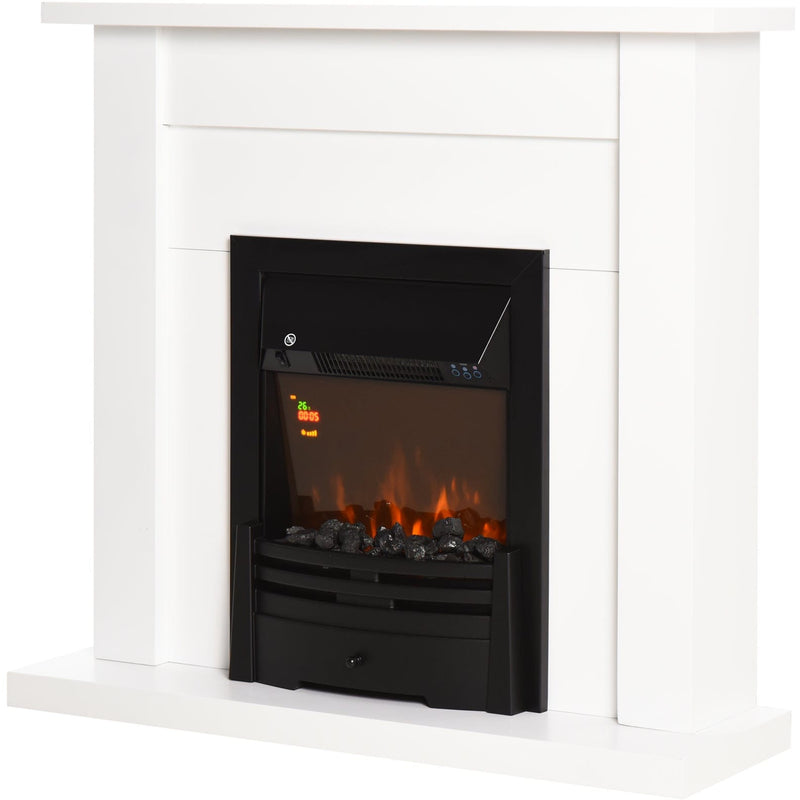 Electric Fireplace Suite, LED Flames, Marble Stone