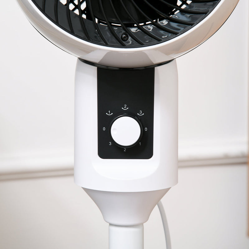 HOMCOM 32'' Air Circulator Fan 3 Speed, 70° Oscillation 90° Vertical Tilt, Round Base, Carry Handle, for Living Room, Bedroom, Office, Black and White Homcom