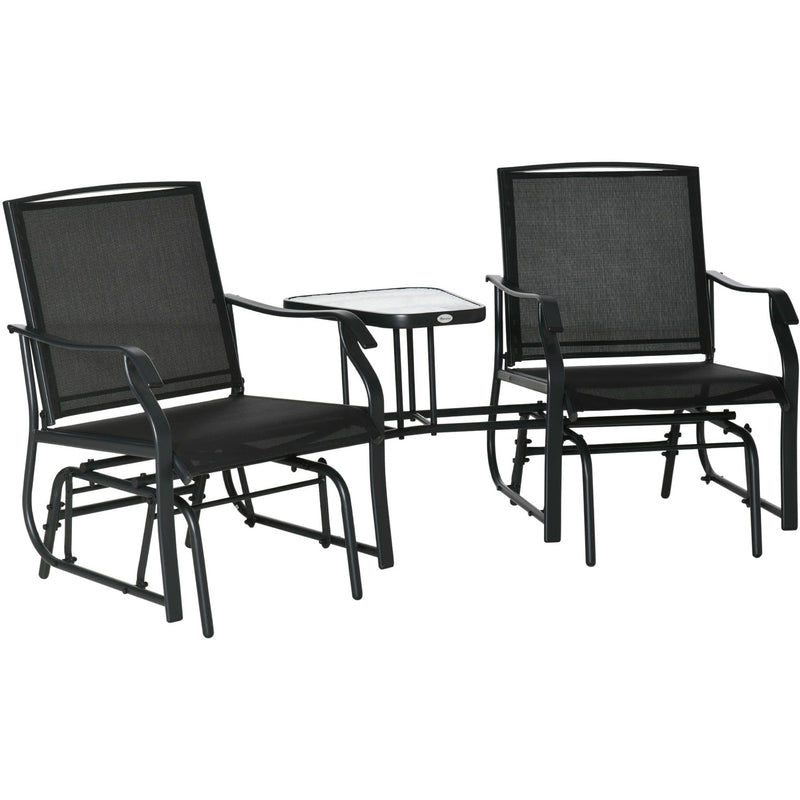 Bistro Set With Glider Chairs, Black