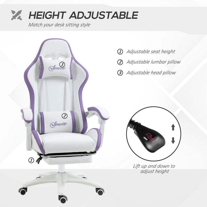Comfy Purple Leather Gaming Chair with Footrest