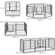 Heavy Duty Dog Play Pen, Foldable, Black Pawhut