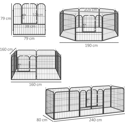 Heavy Duty Dog Play Pen, Foldable, Black Pawhut