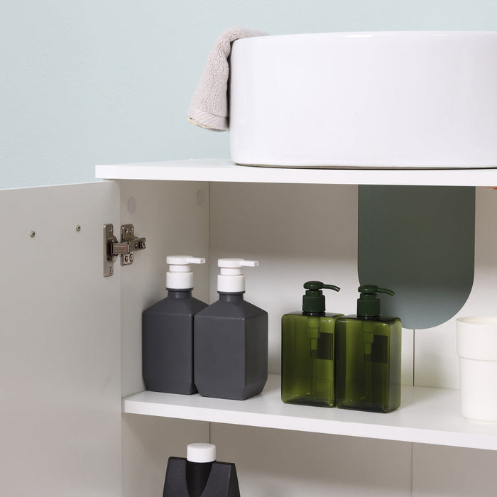 White Under Sink Bathroom Cabinet, 60W x 30D x 62.5Hcm