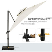 Premium Roma 3m Square Cantilever Parasol With Base Outsunny