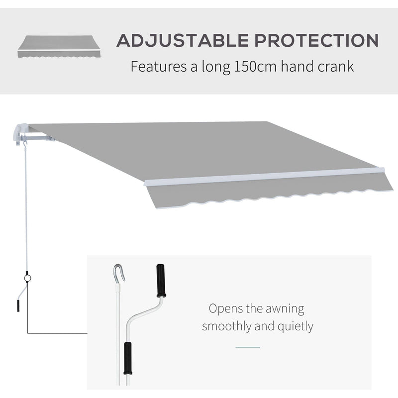 Awning Canopy Retractable, Manual Operation, 4x2.5m