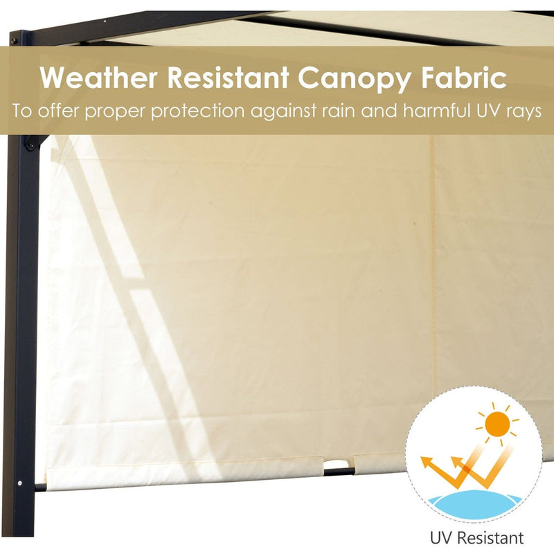 Metal Pergola With Sliding Canopy, 3x3m, Cream