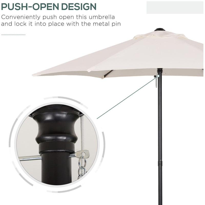 2m Patio Parasol - Outdoor Sun Shade, 6 Ribs Outsunny
