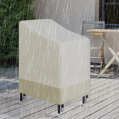 Waterproof Garden Chair Cover for Single or Stacked Chairs with Secure Straps Beige and Coffee Outsunny