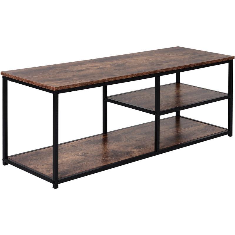 Industrial TV Stand with 2 Shelves, Metal Frame
