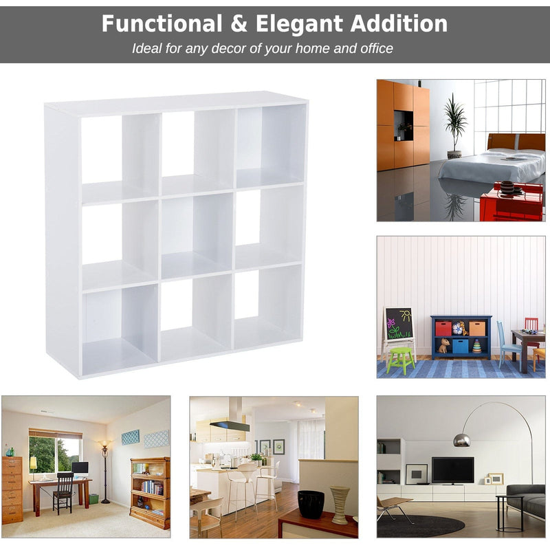9 Cube Storage Organiser Bookcase, White