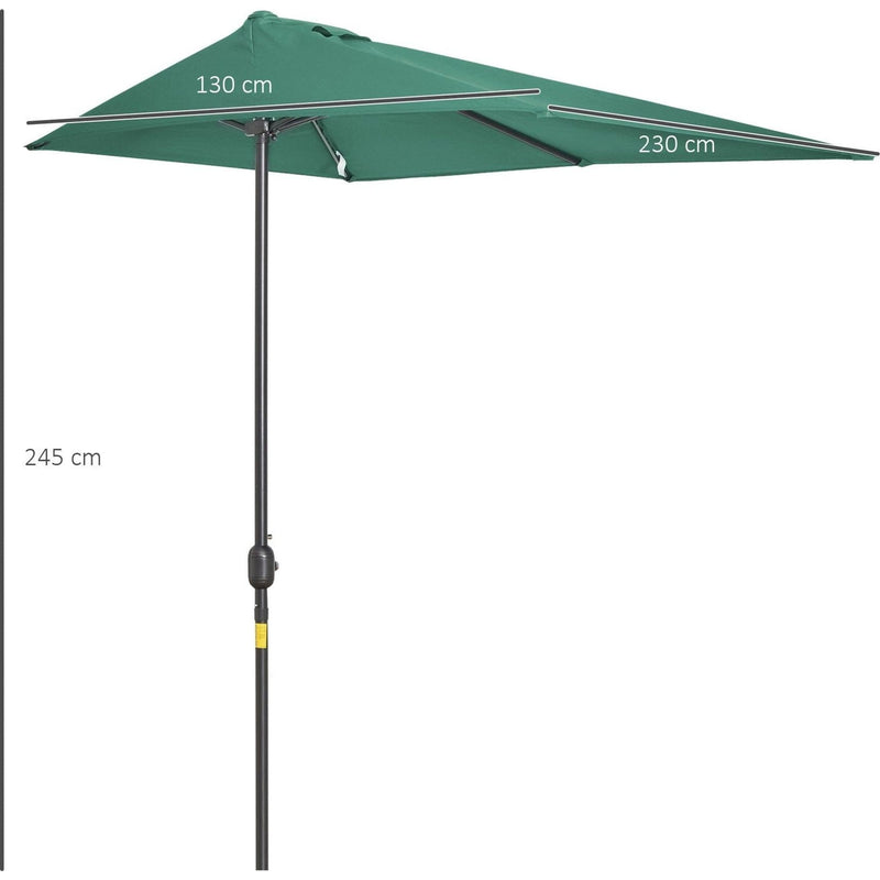 2.3m Balcony Half Umbrella, Crank Handle