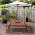 8 Seater Round Wooden Garden Tables With Benches Outsunny