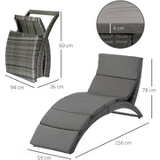 Curved Rattan Sun Lounger Outsunny