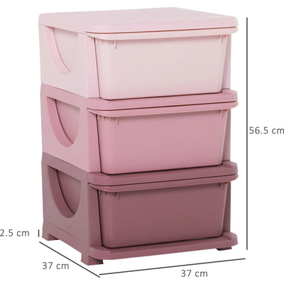 Plastic Storage Drawers For Toys (Curved Edges) Homcom