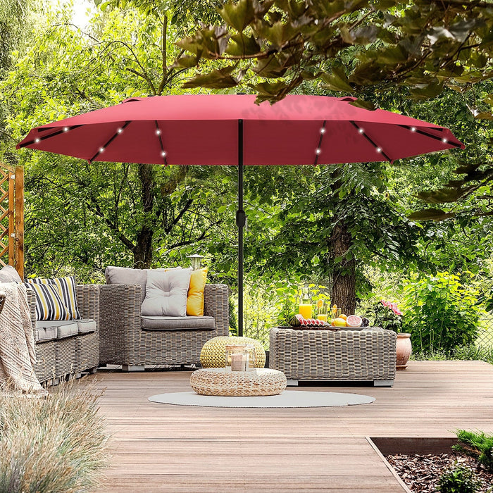 4.4m Double Sided LED Garden Parasol - Patio Sun Shade