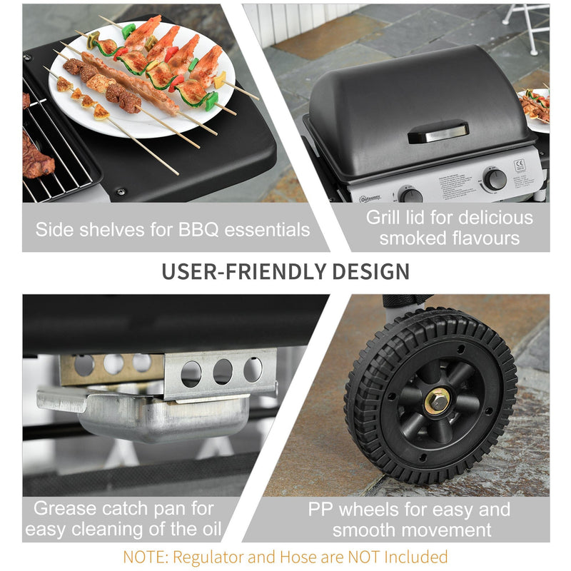 Image of a 2 Burner Gas BBQ Grill Trolley