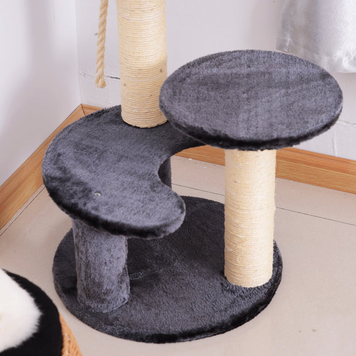 65cm Cat Tree, 2 Perch, Sisal Scratching Posts, Playhouse