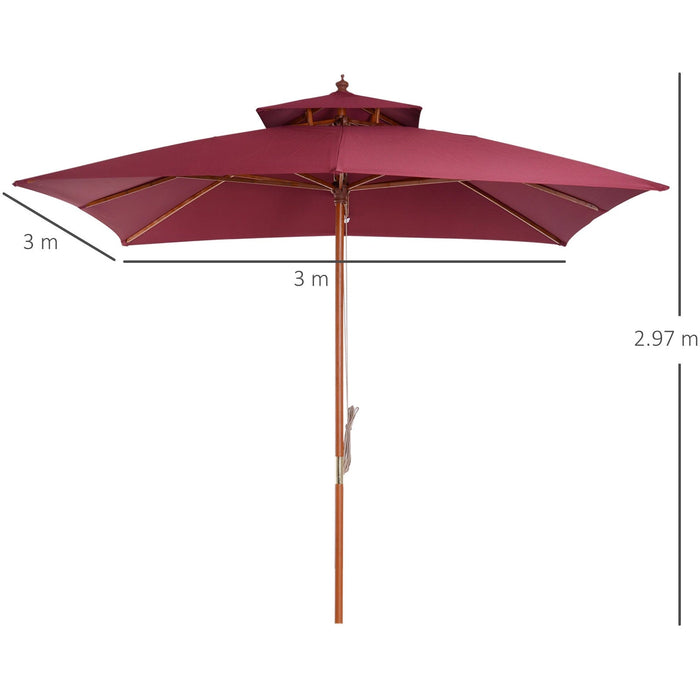 3m Patio Parasol Umbrella, Wine Red