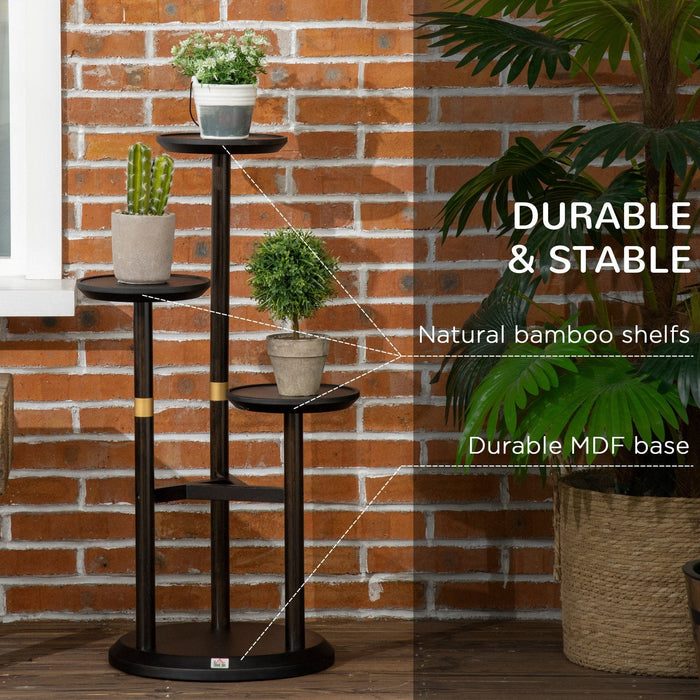 3 Tier Bamboo Plant Display Stand - 46x46x86cm